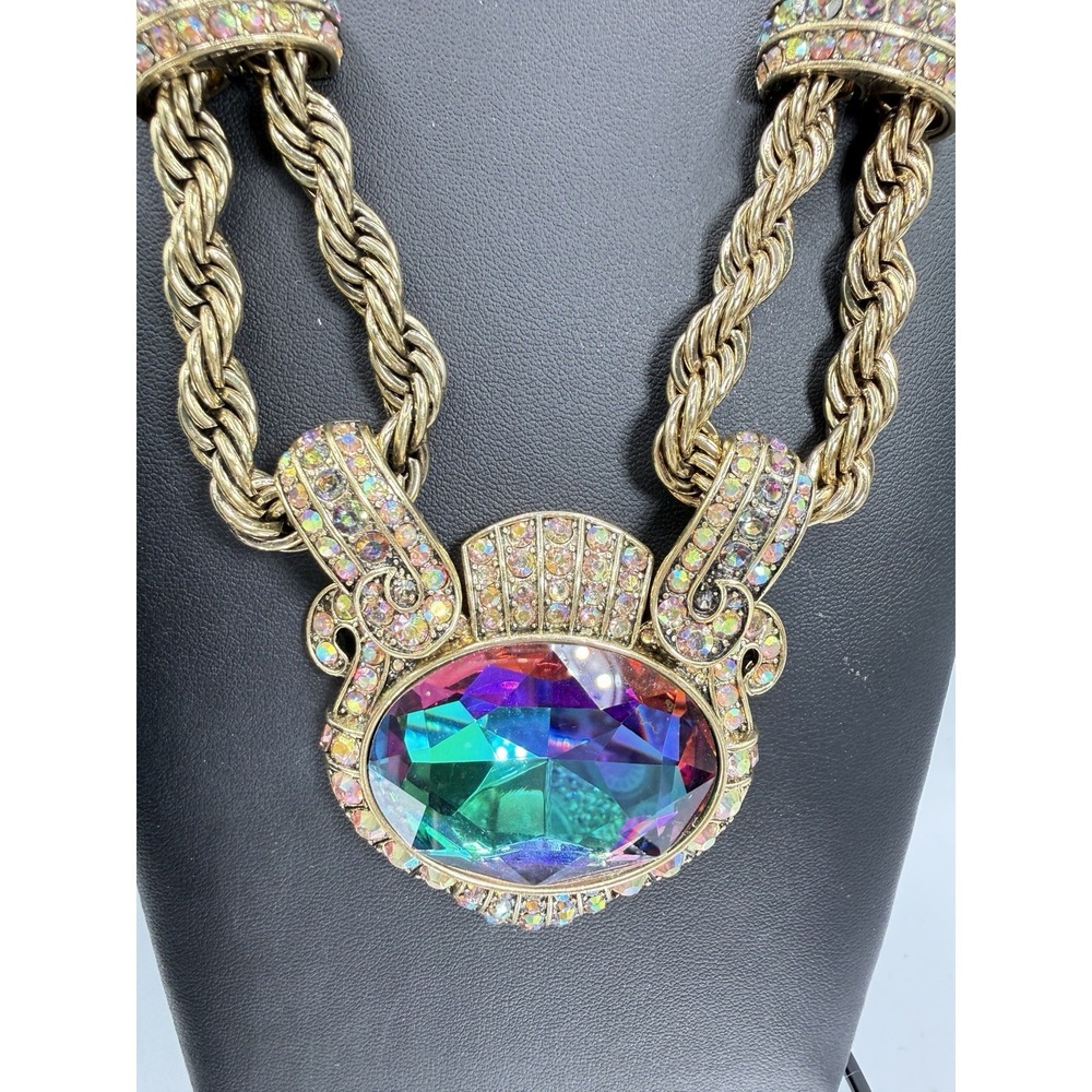 Heidi Daus Chain Of Events AURORA BOREALIS Necklace STUNNING MULTI COLOR NEW - Picture 3 of 11